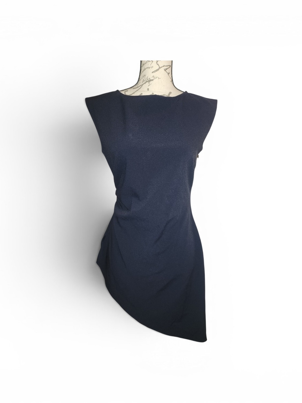 Sachin & Babi ☆ Navy Asymmetric Sheath Blouse